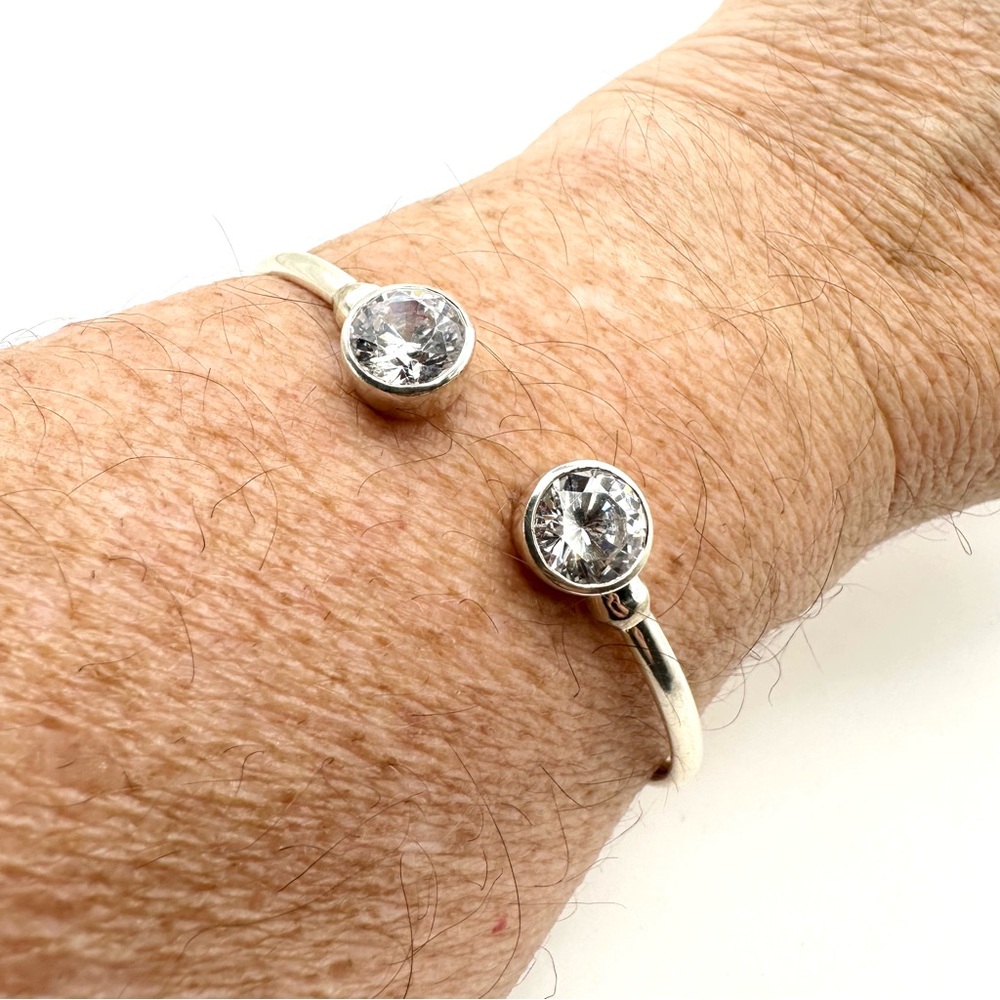 Silpada B2400 Punctuation Sterling Silver & CZ Flexible Cuff Bracelet - Picture 6 of 6